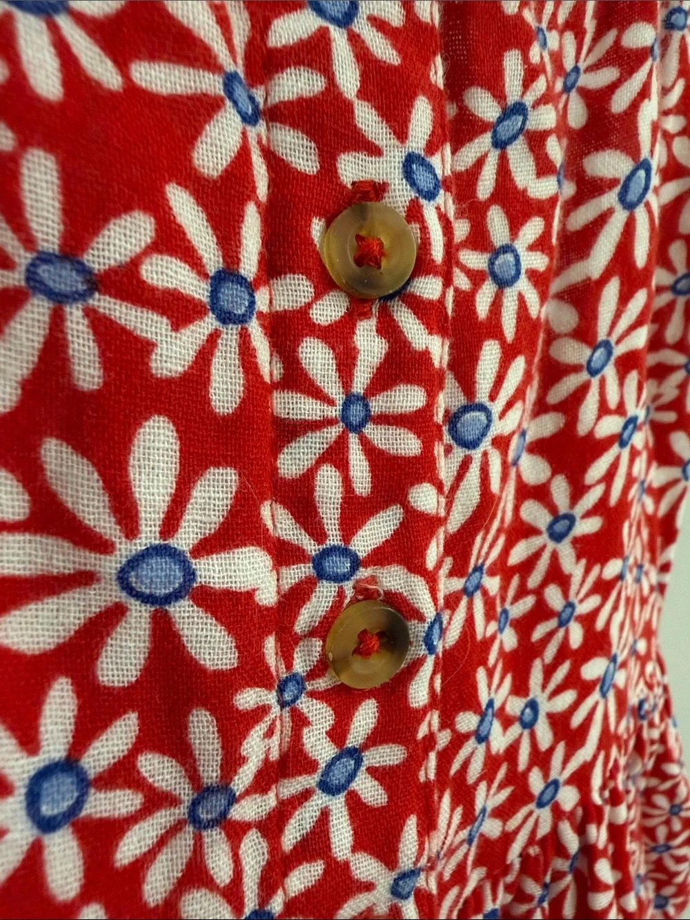Cat & Jack Red Floral Button-Front Sundress with Blue Accents